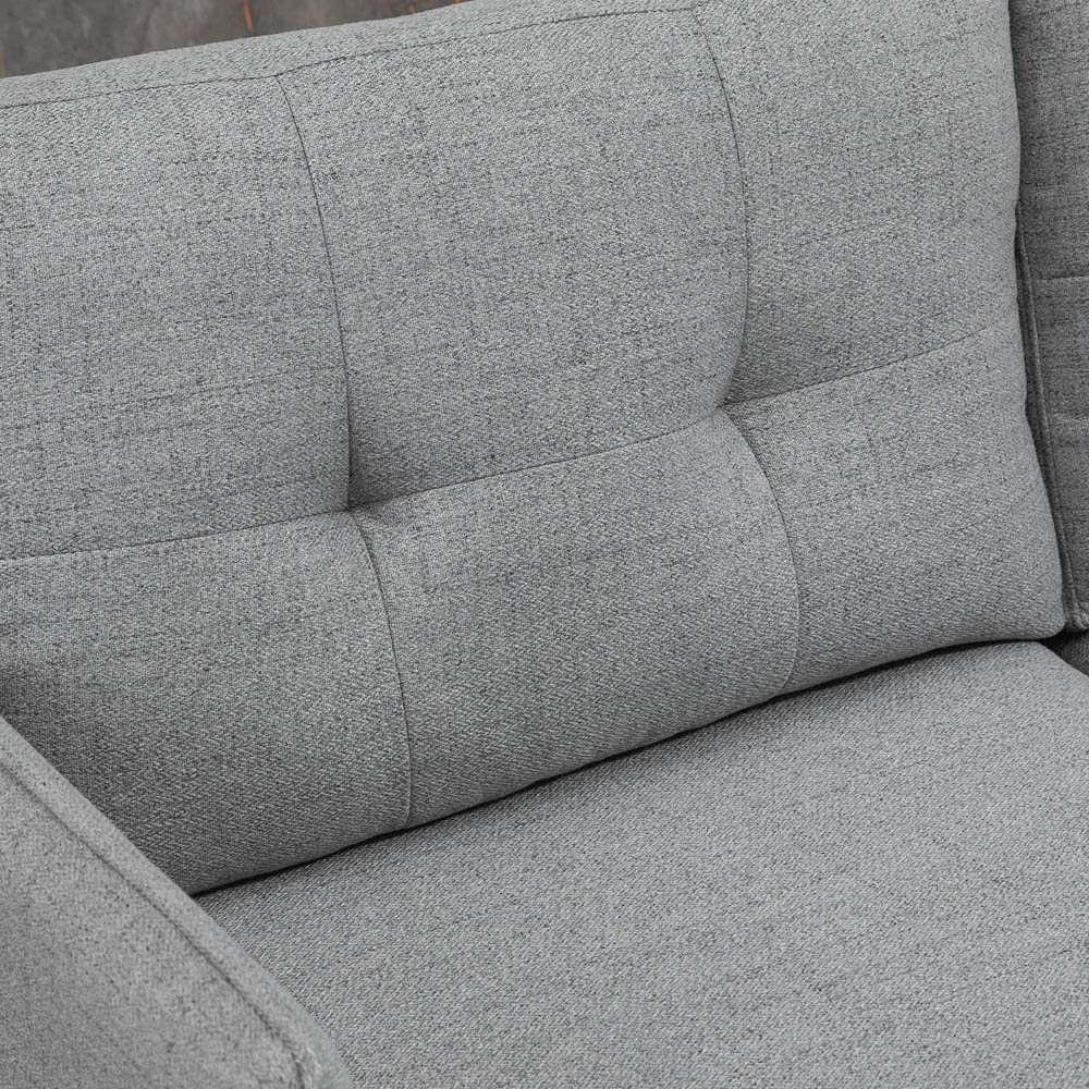 Portland 2 Seater Grey Polyester Button Tufted Sofa Image 6