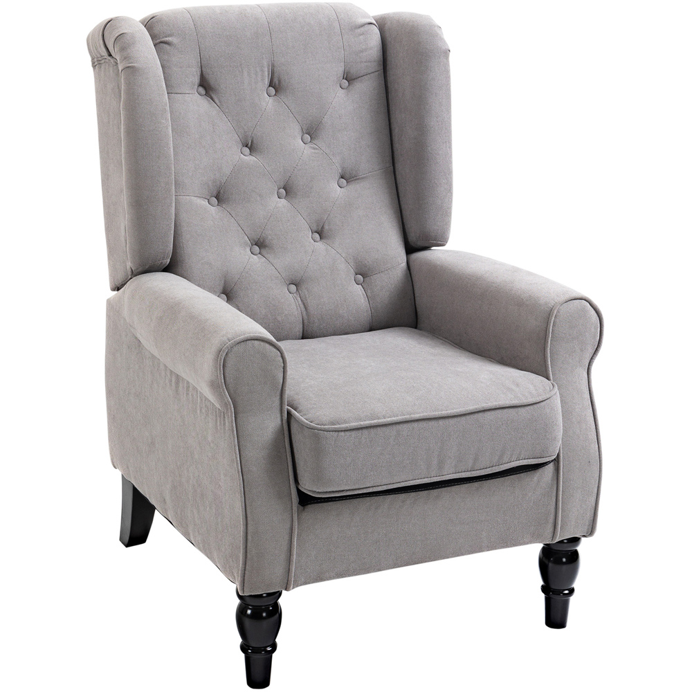 Portland Grey Retro Upholstered Wingback Armchair Image 2
