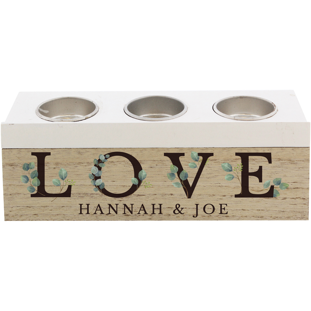 Personalised Memento Personalised Botanical Triple Tea Light Box Image 1