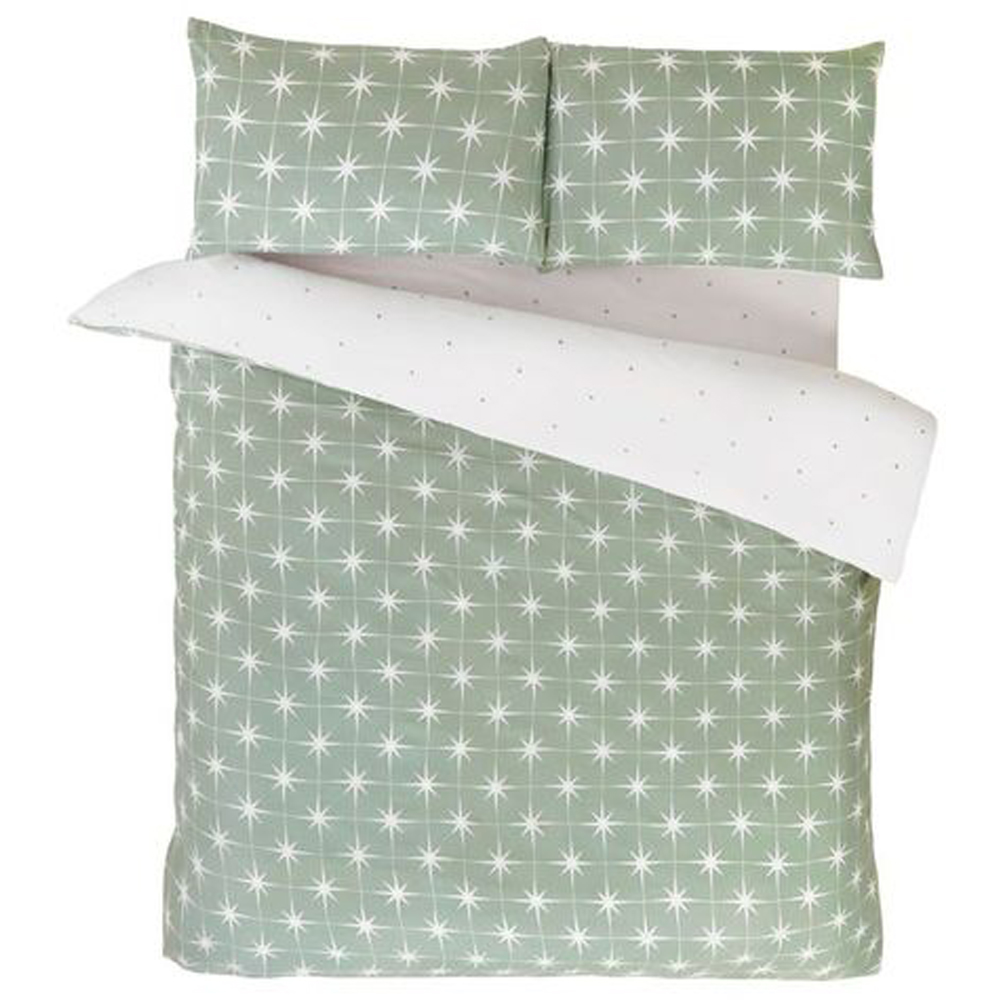 Serene Northern Stars Double Green Microfibre Fabric Duvet Set Image 2