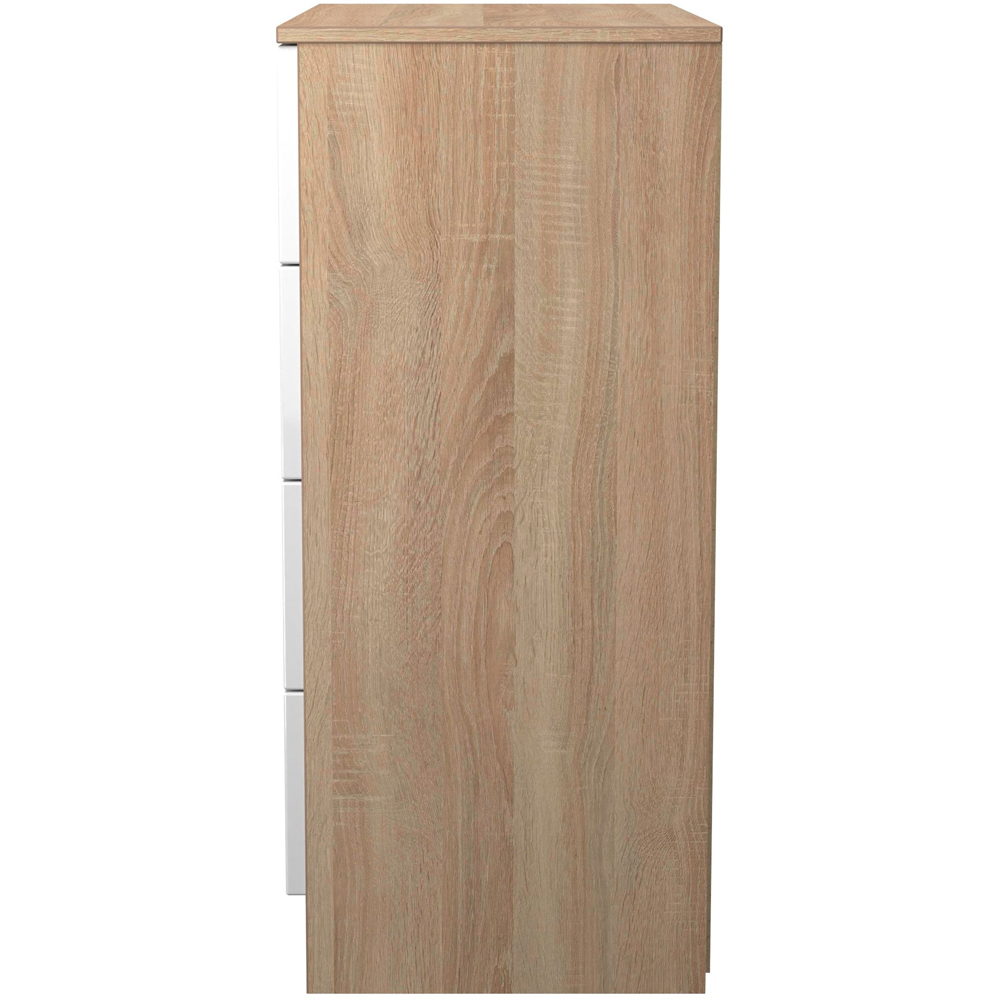 Crowndale Milan 4 Drawer White Gloss and Bardolino Oak Chest of Drawers Ready Assembled Image 6