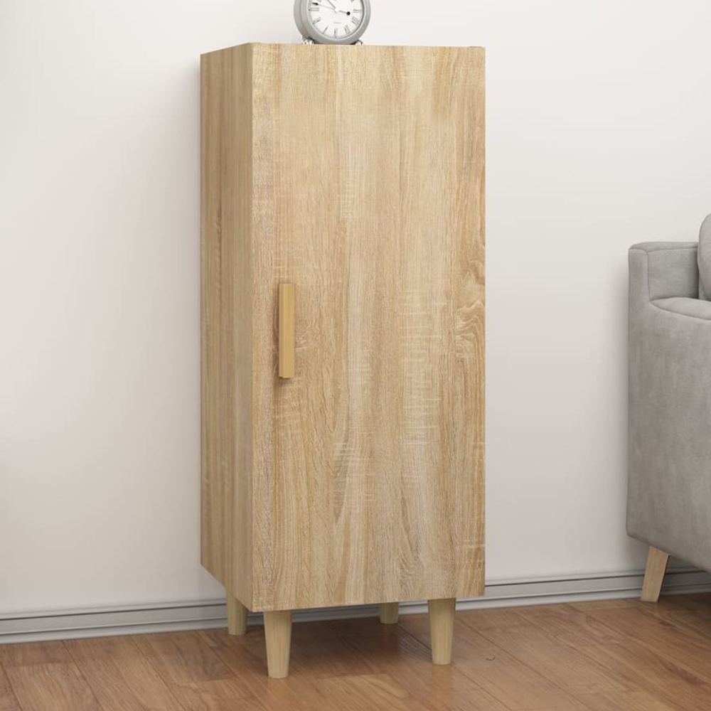 vidaXL Single Door Sonoma Oak Sideboard with Wooden Legs Image 1
