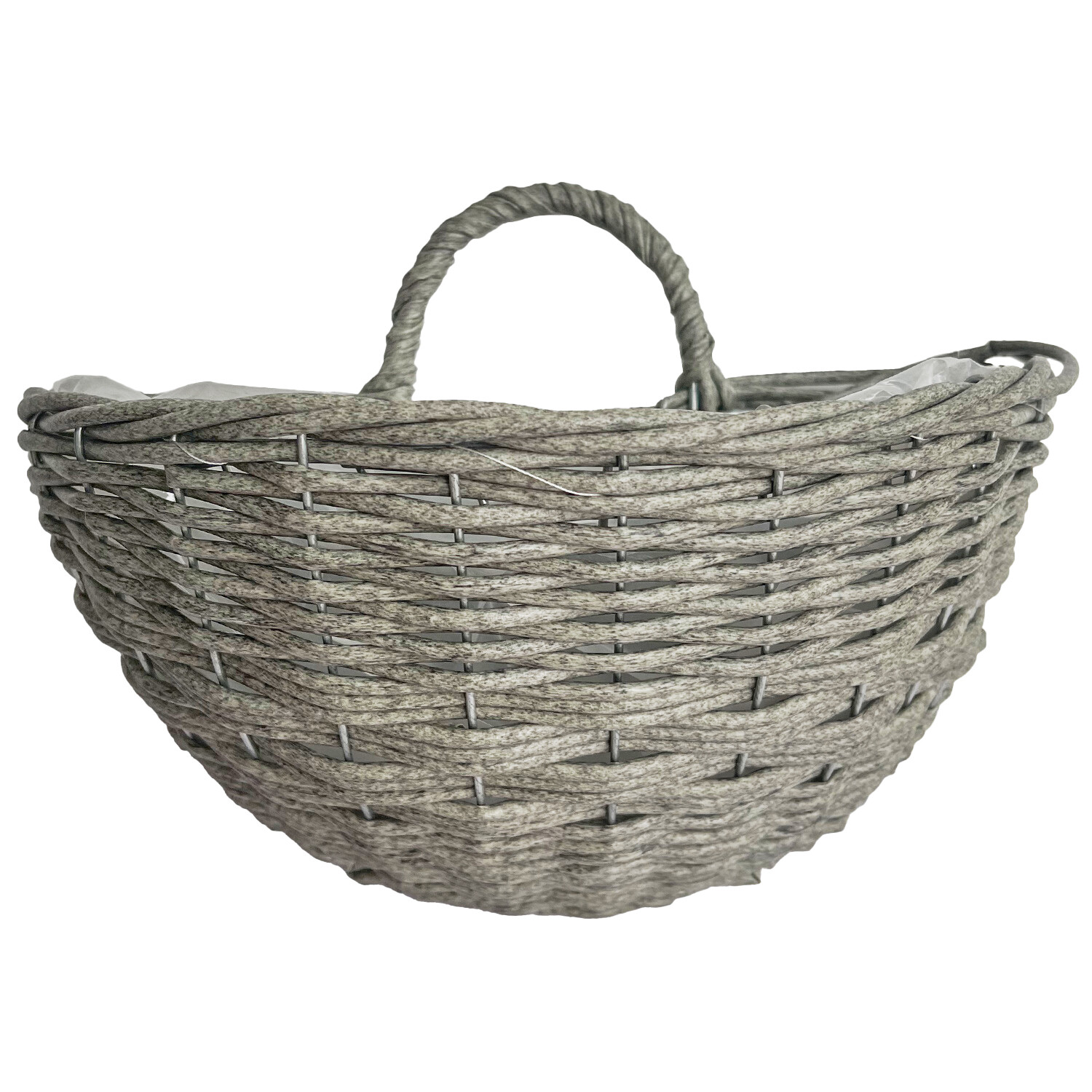 Faux Wicker Round Hanging Wall Basket - White Image
