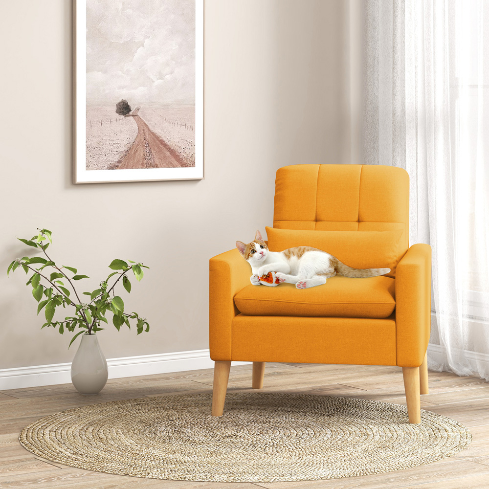 Costway Yellow Mid Century Modern Accent Chair Image 3