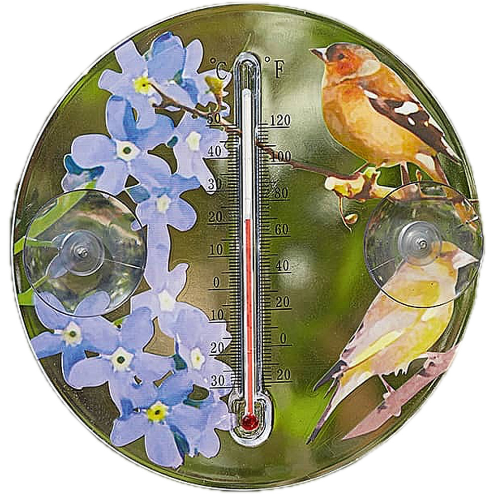 Avilo Bird Blossom Display Large Outdoor Window Thermometer with Suction Cups Image 2