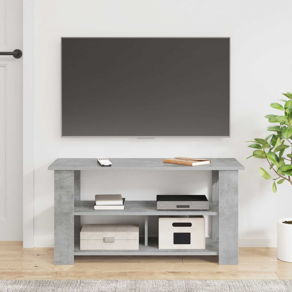 vidaXL 3 Shelf Concrete Grey TV Stand Image 8