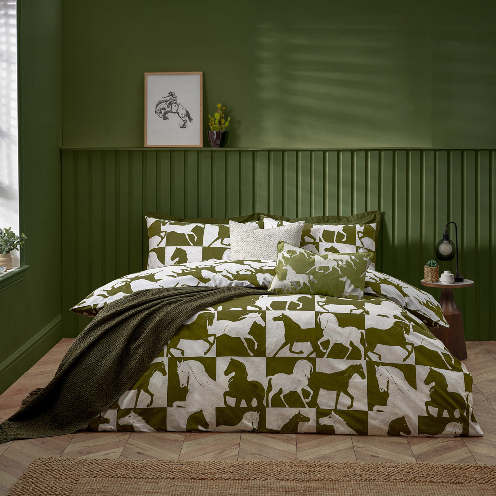 furn. Herve Single Olive Reversible Duvet Set Image 4