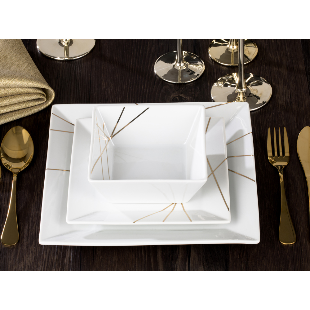Waterside White and Gold 12 Piece Dinner Set Image 3