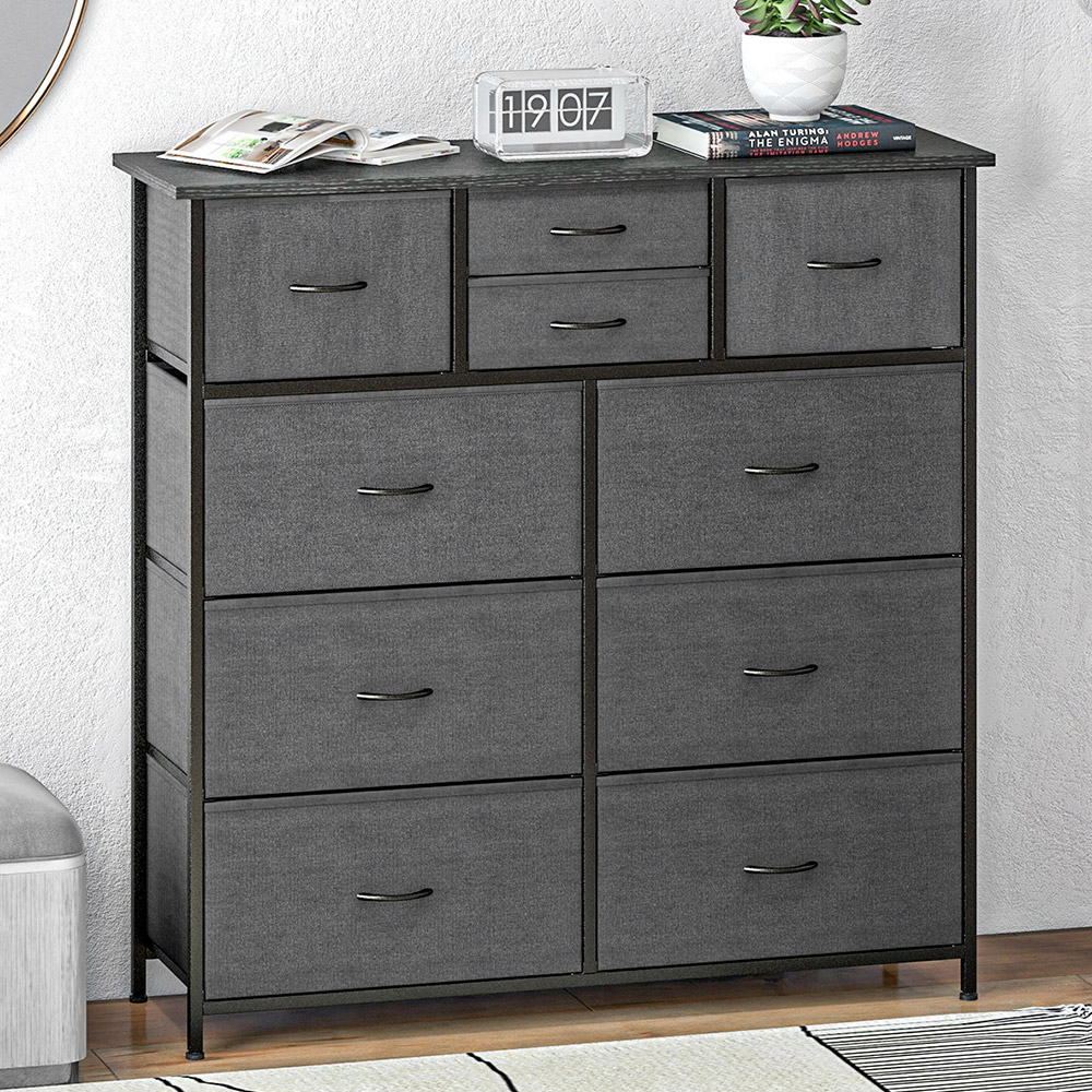 Portland 10 Drawer Black Chest of Drawers Image 1