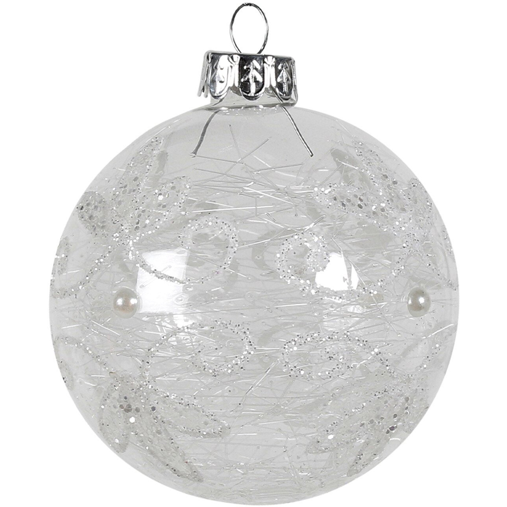 Single Frosted Fairytale Clear Glitter Detail Bauble in Assorted styles Image 2