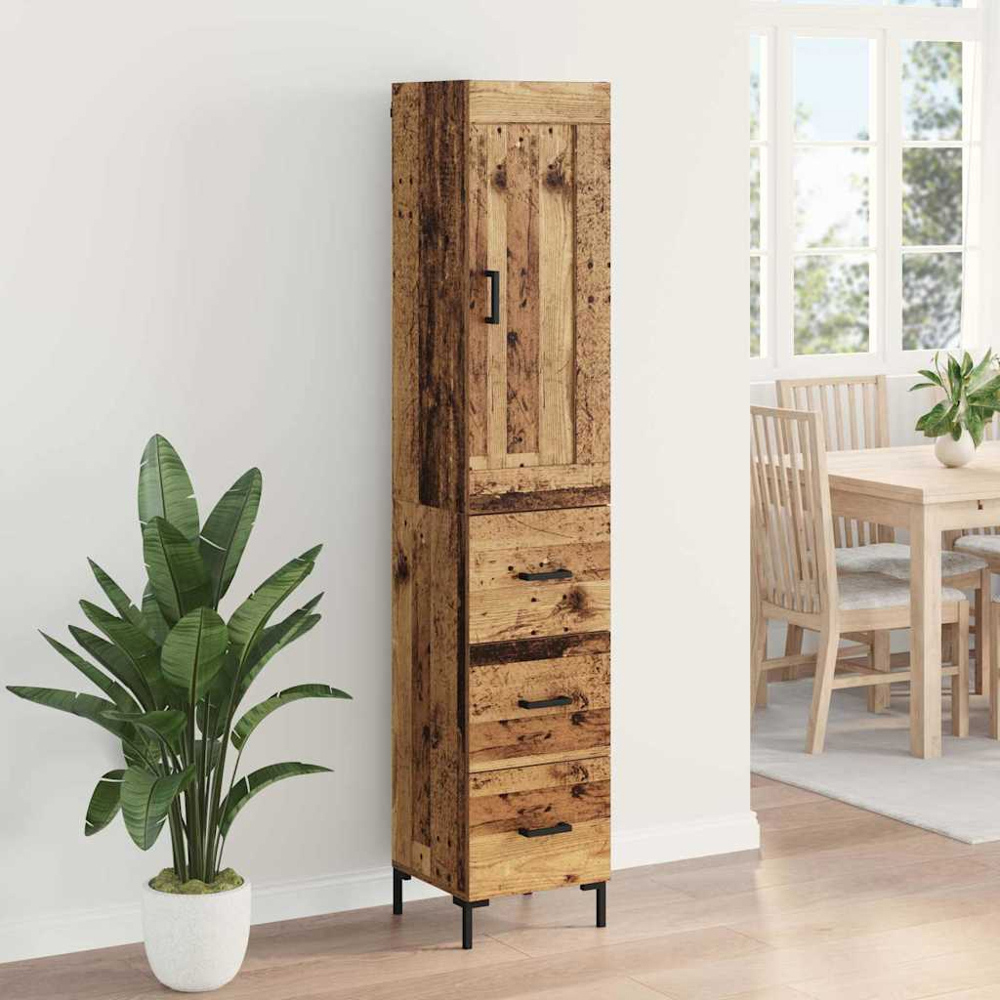 vidaXL Single Door 3 Drawer Old Wood Highboard Image 9