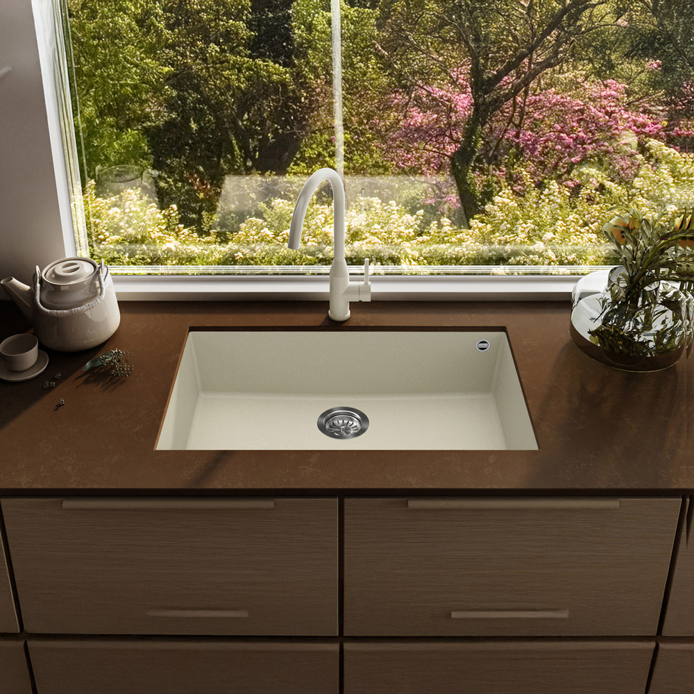 Reginox Quadra 130 C Cream Square Granite Sink 400 x 720mm Image 2