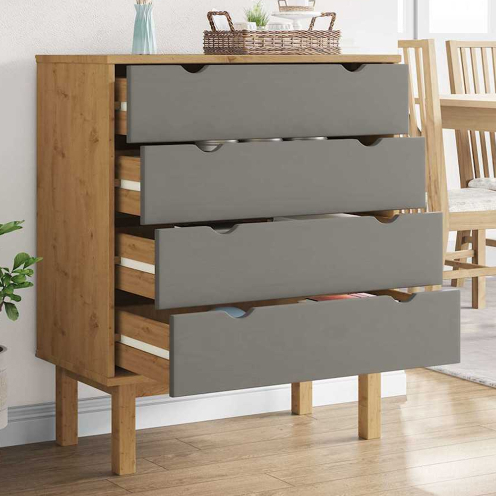 vidaXL 4 Drawer Brown and Grey Wooden Storage Cabinet Image 1