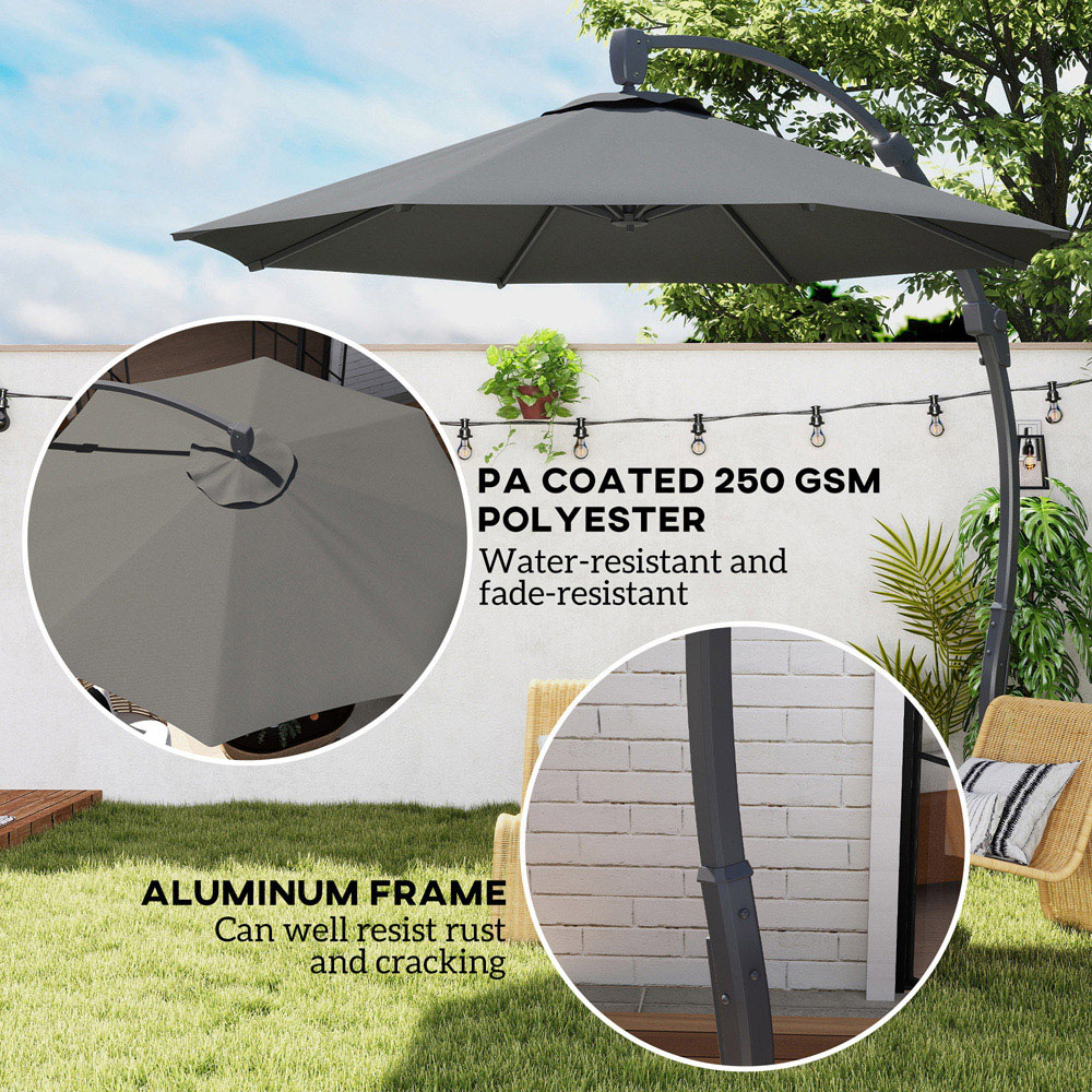 Outsunny Grey Crank and Tilt Cantilever Parasol 3m Image 6