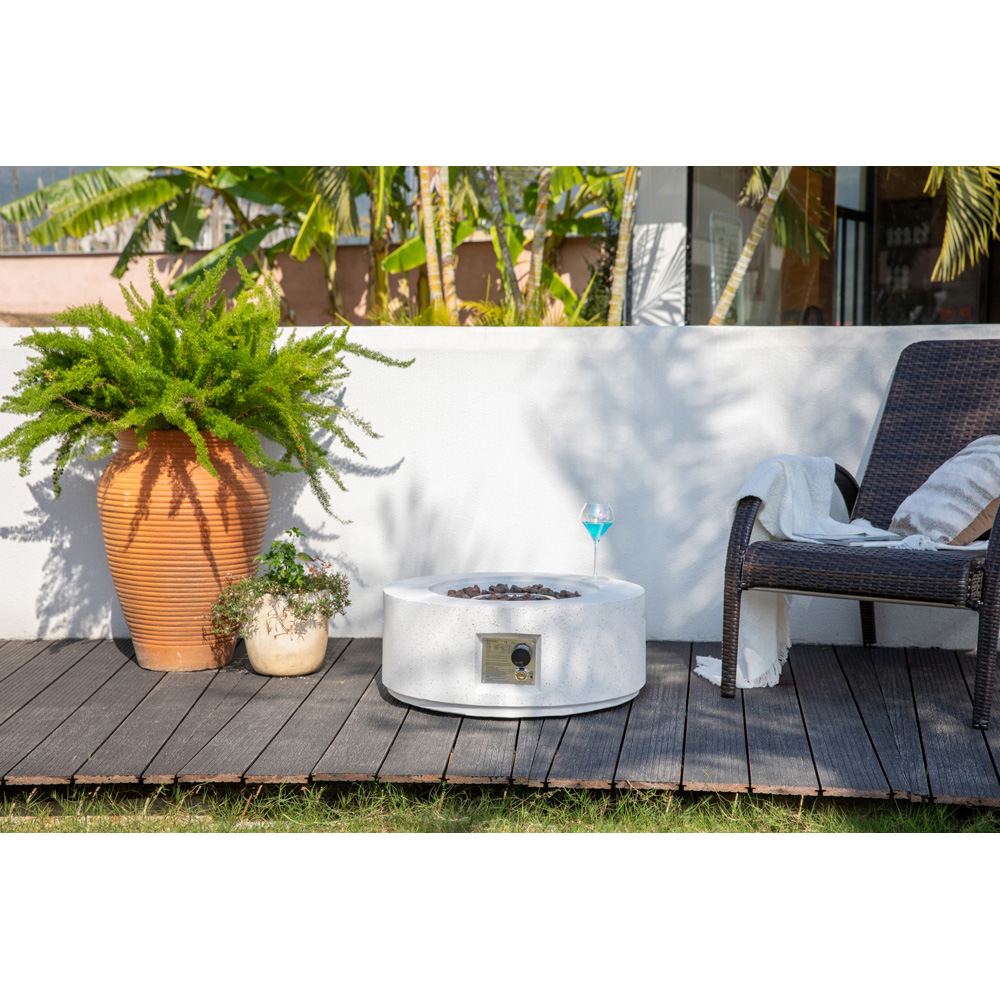 Teamson Home Ivory Round Terrazzo Outdoor Gas Fire Pit 71cm Image 8