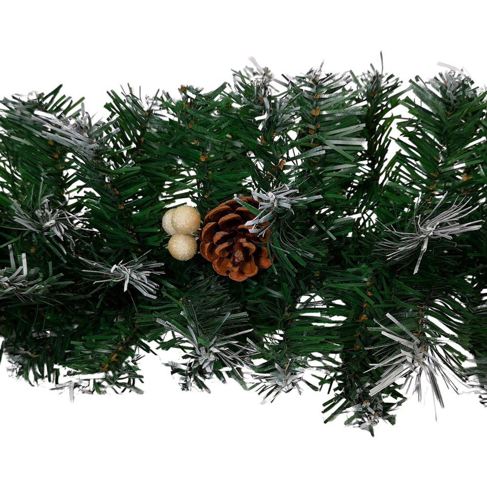 Samuel Alexander Snow Tip Christmas Pine Garland with White Berries and Cones 270cm Image 1