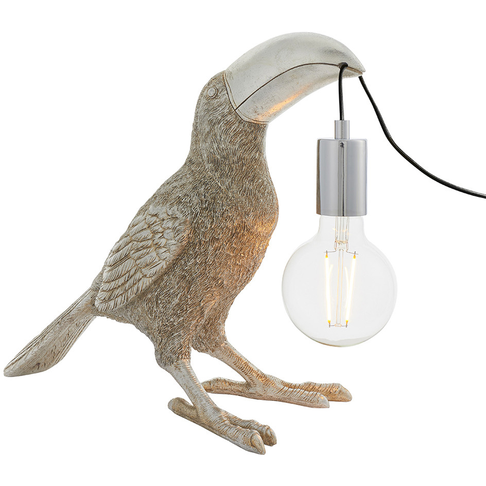 Merano Andria Vintage Silver Paint and Chrome Toucan Table Lamp Image 1