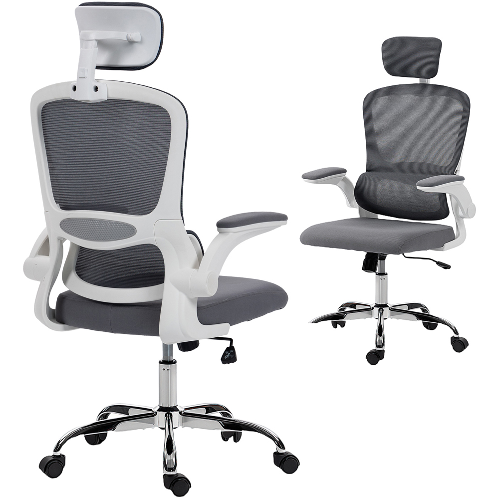 Portland Charcoal Grey Mesh High Back Swivel Office Desk Chair with Lumbar Support Image 2