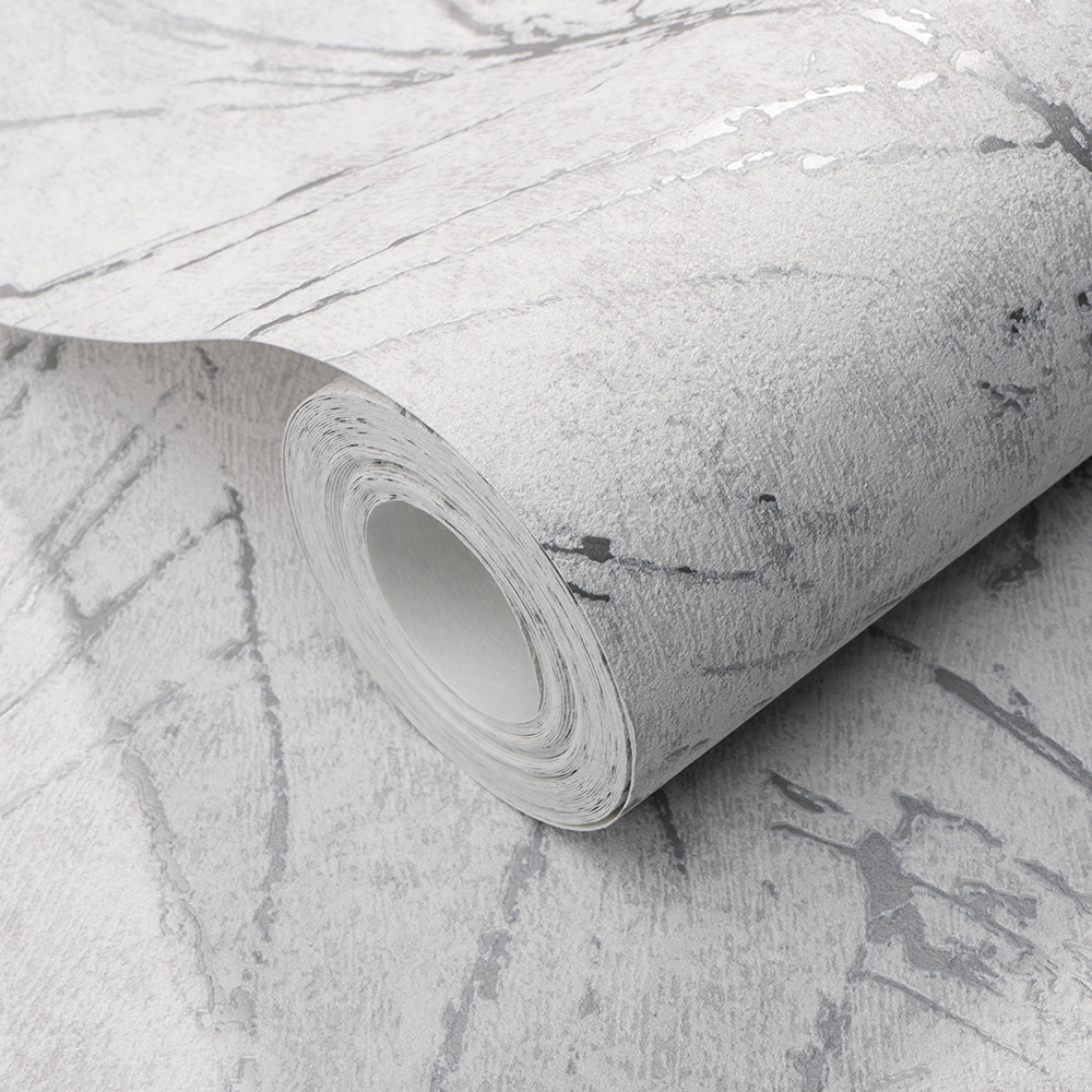 Erismann Elegant Leaves Blown Grey and Silver Wallpaper Image 2