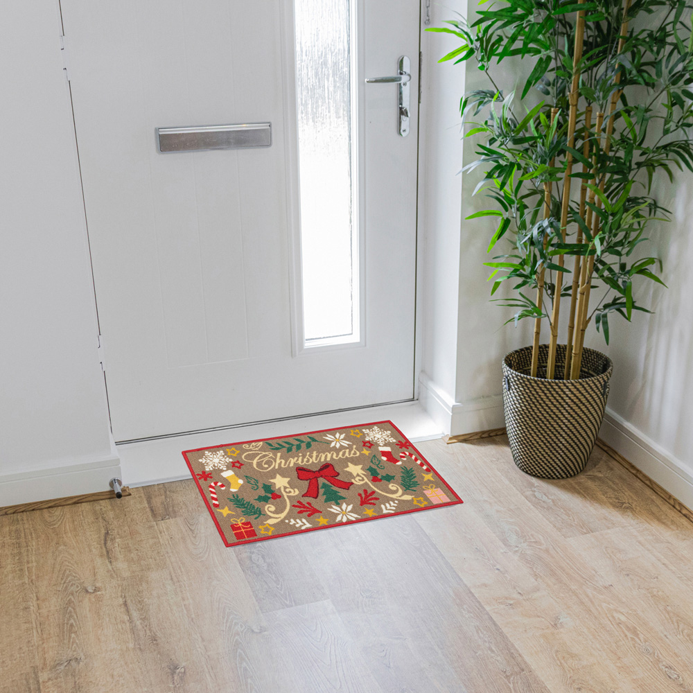 JVL Premium Scandi Christmas Nylon Pile Non Slip Indoor Mat 40 x 70cm Image 2
