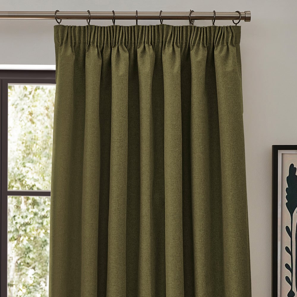 furn. Dawn Green Blackout Pencil Pleat Curtains 168 x 229cm Image 2