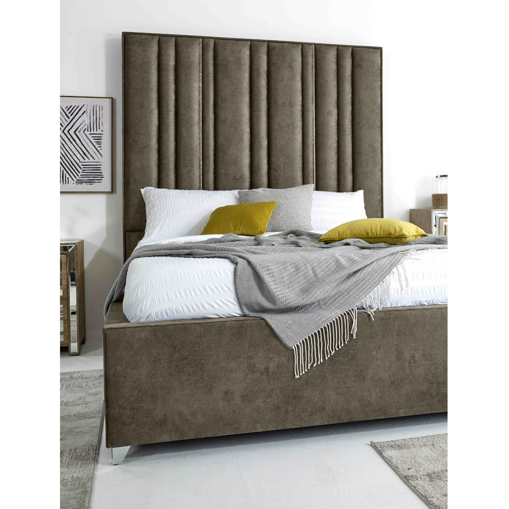 Eleganza Madrid Small Double Taupe Oakland Fabric Bed Frame Image 2