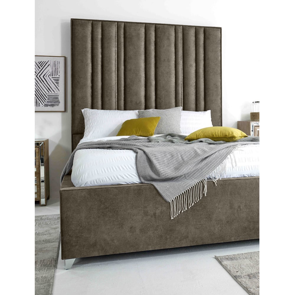 Eleganza Madrid King Size Taupe Oakland Fabric Bed Frame Image 2