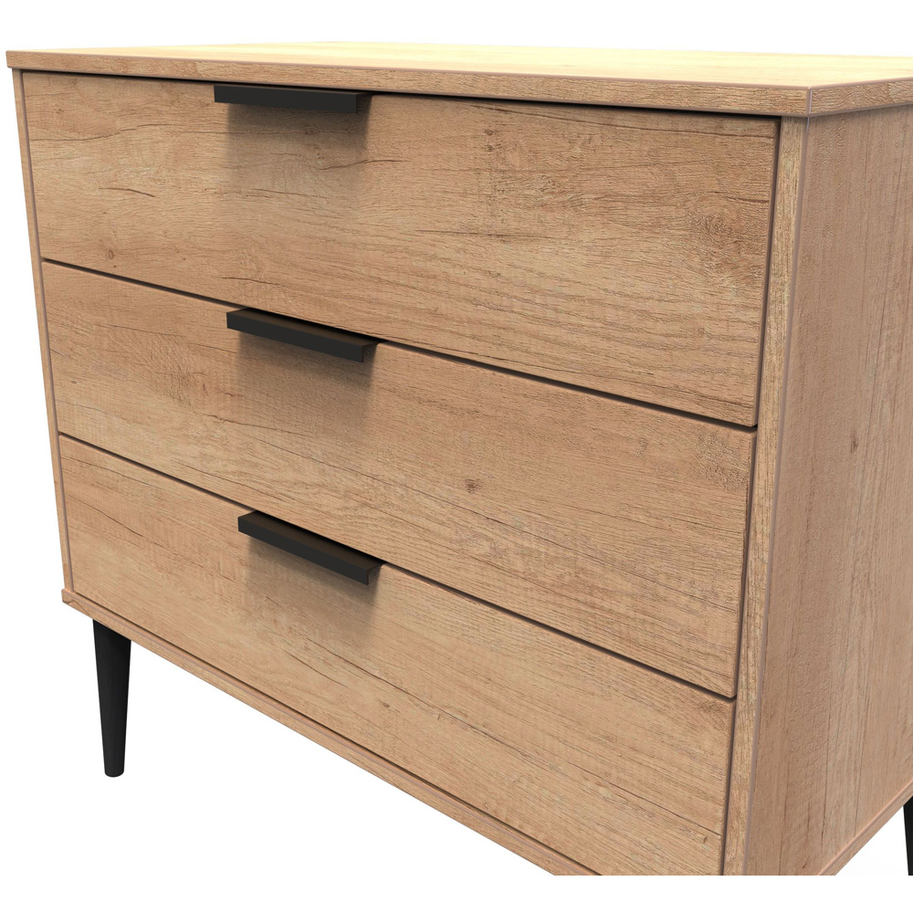 Crowndale Hong Kong 3 Drawer Nebraska Oak Chest of Drawers Ready Assembled Image 5