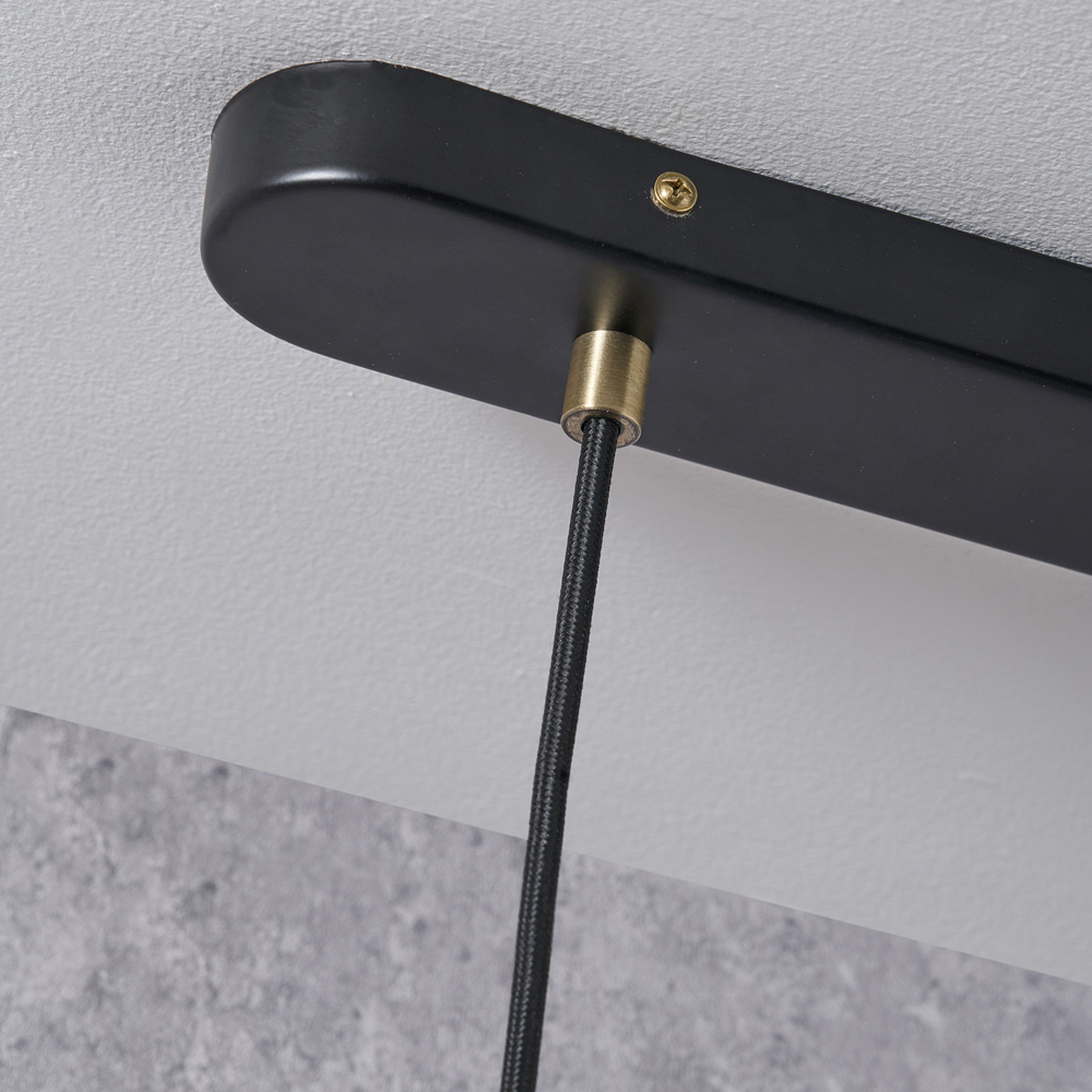 Pacific Lifestyle Augusto 3 Light Black and Gold Task Bar Pendant Light Image 3