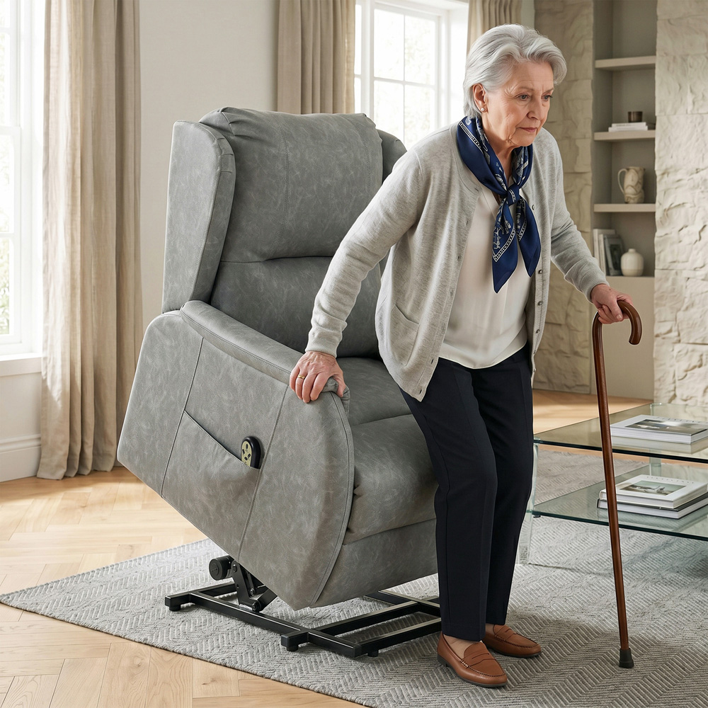 HOMCOM Grey Power Lift Dual Motor Recliner Chair Image 2