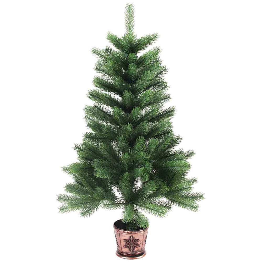 vidaXL Pre-Lit Blue Baubles Green Artificial Christmas Tree 3ft Image 5