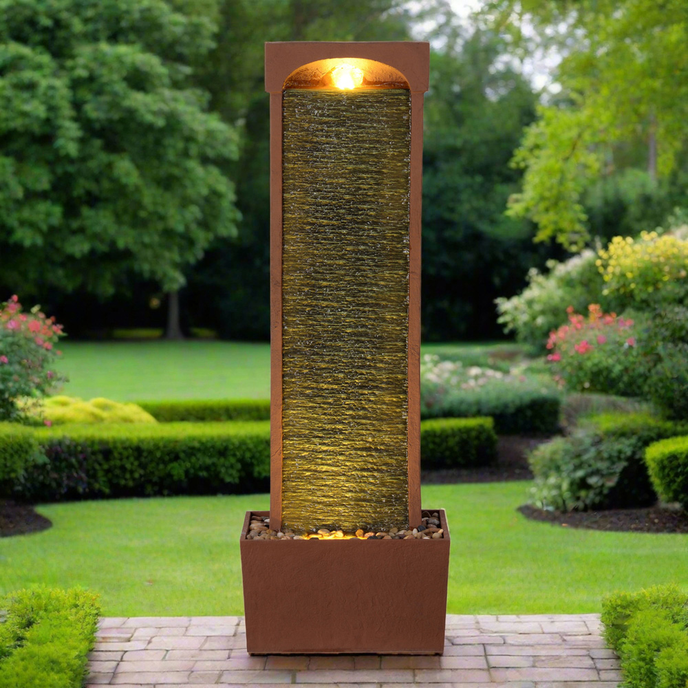 Teamson Home Red Rock Curved Textured Waterfall Outdoor Fountain 38.5 inch Image 2