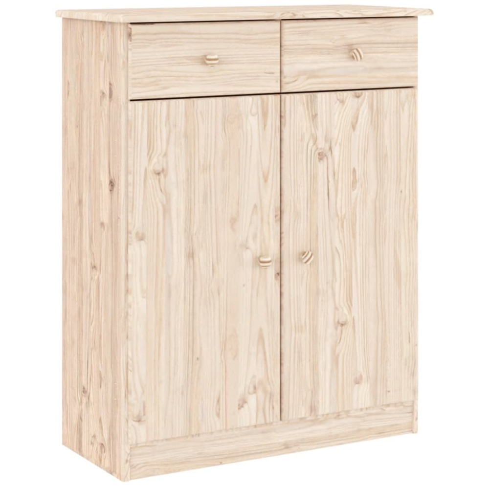 vidaXL Alta 4 Door 2 Drawer Natural Solid Wood Pine Highboard Image 6