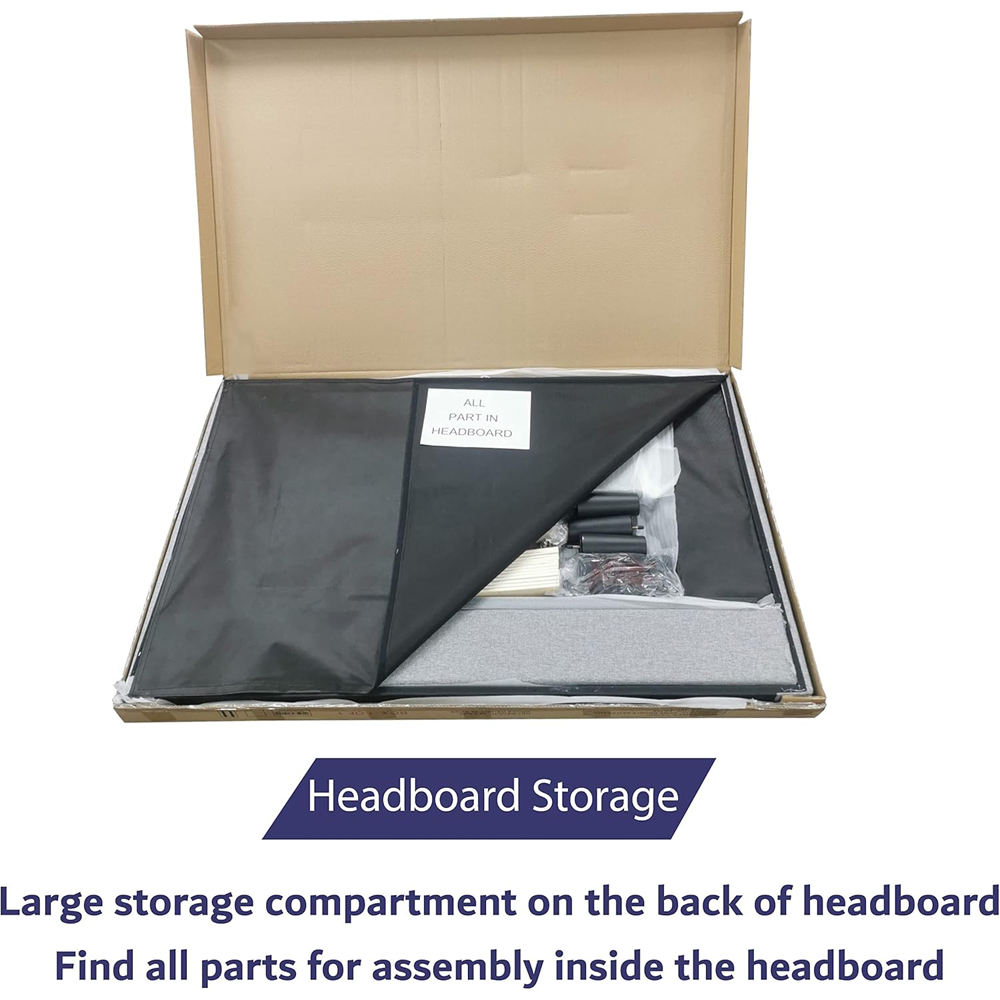 Home Treats Double Grey Upholstered Bed Frame with Headboard and Mattress Image 8