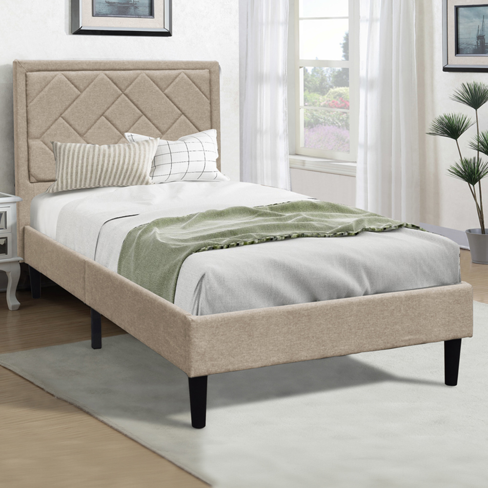 Brooklyn Single Stone Padded Headboard Bed Frame Image 1