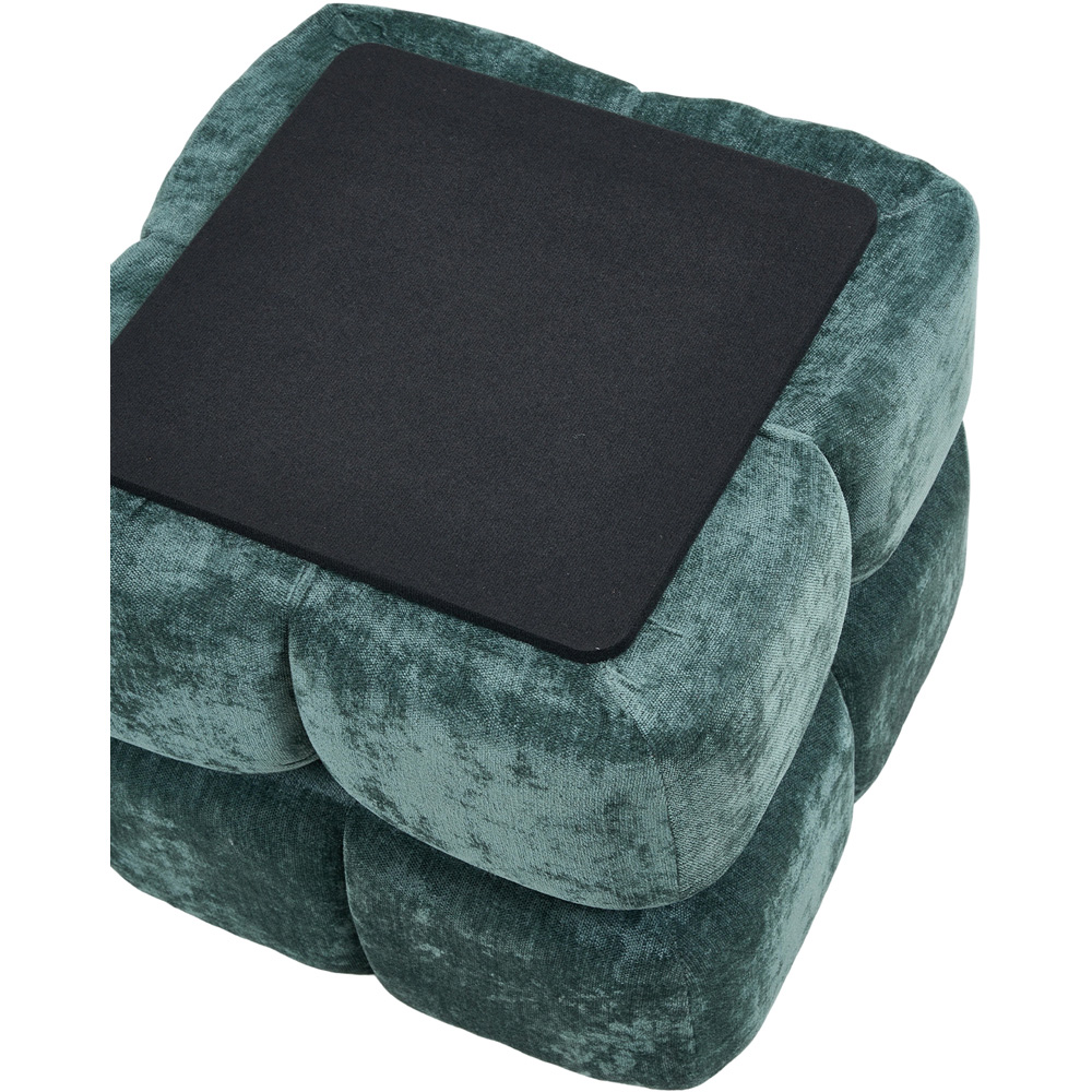 Living and Home Green Chenille Segmented Storage Footstool with Lift-Up Lid Image 5