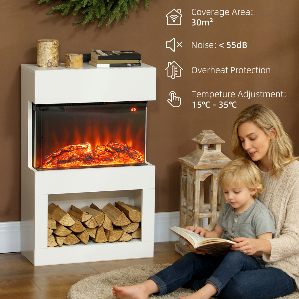 HOMCOM White Electric Fireplace and Mantel with Remote 2000W Image 4