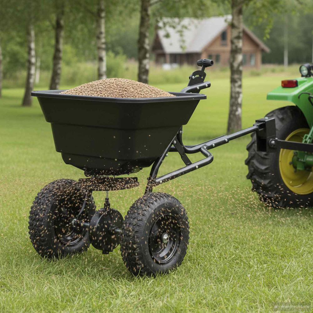vidaXL Black Lawn Spreader 74 x 53 x 108cm Image 2