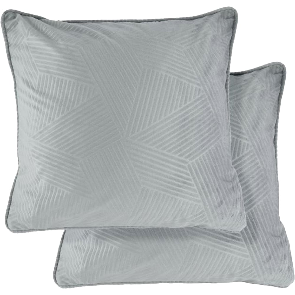 Serene Deco Silver Soft Velvet Geometric Cushion Cover Image