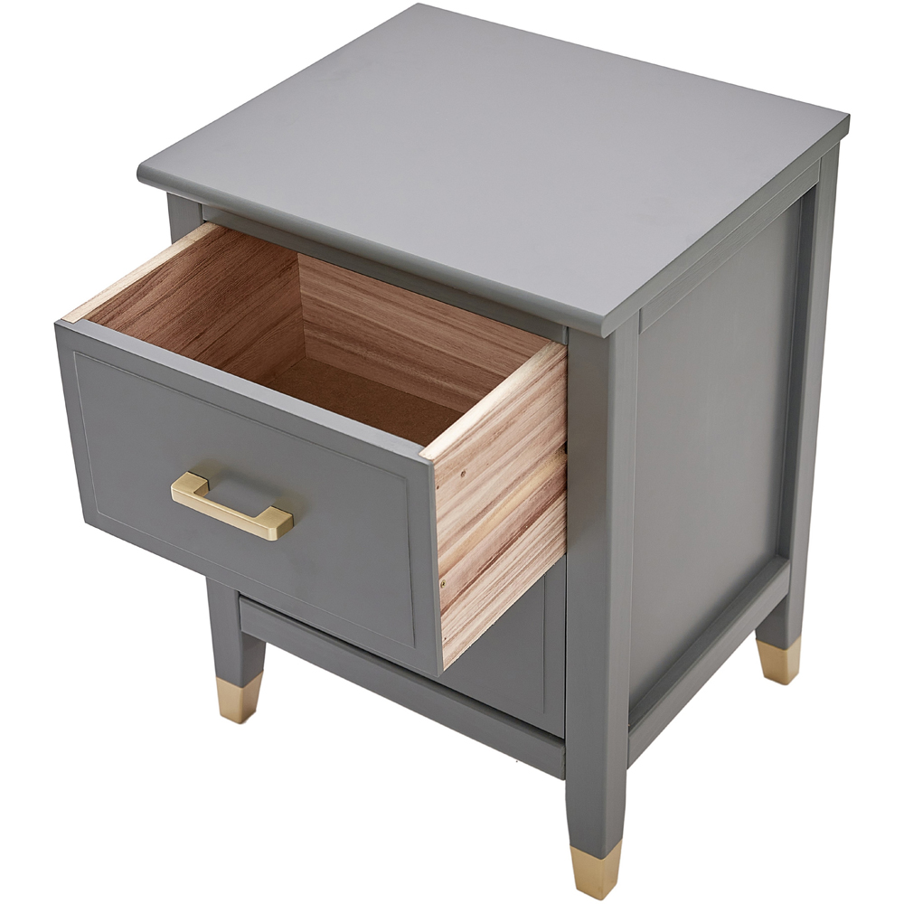Palazzi 2 Drawer Grey Wide Bedside Table Image 5
