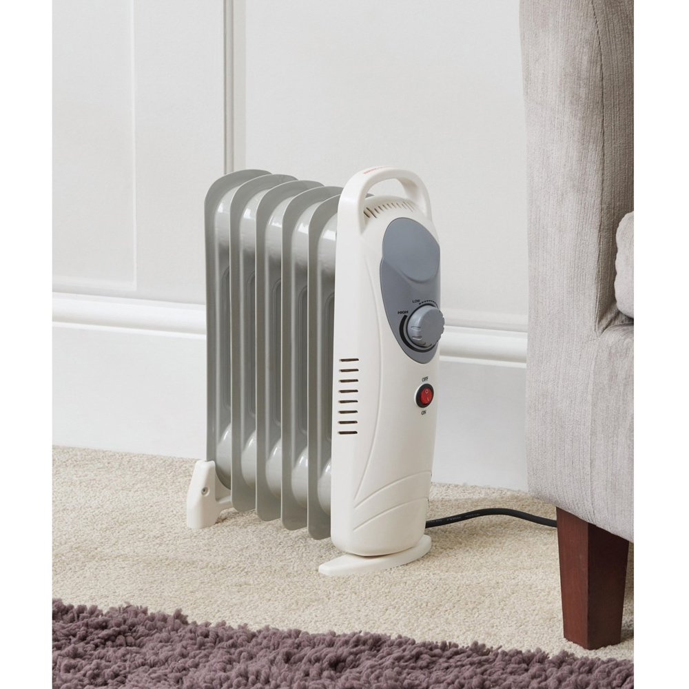 White 6 Fin Mini Oil Filled Radiator Image 6