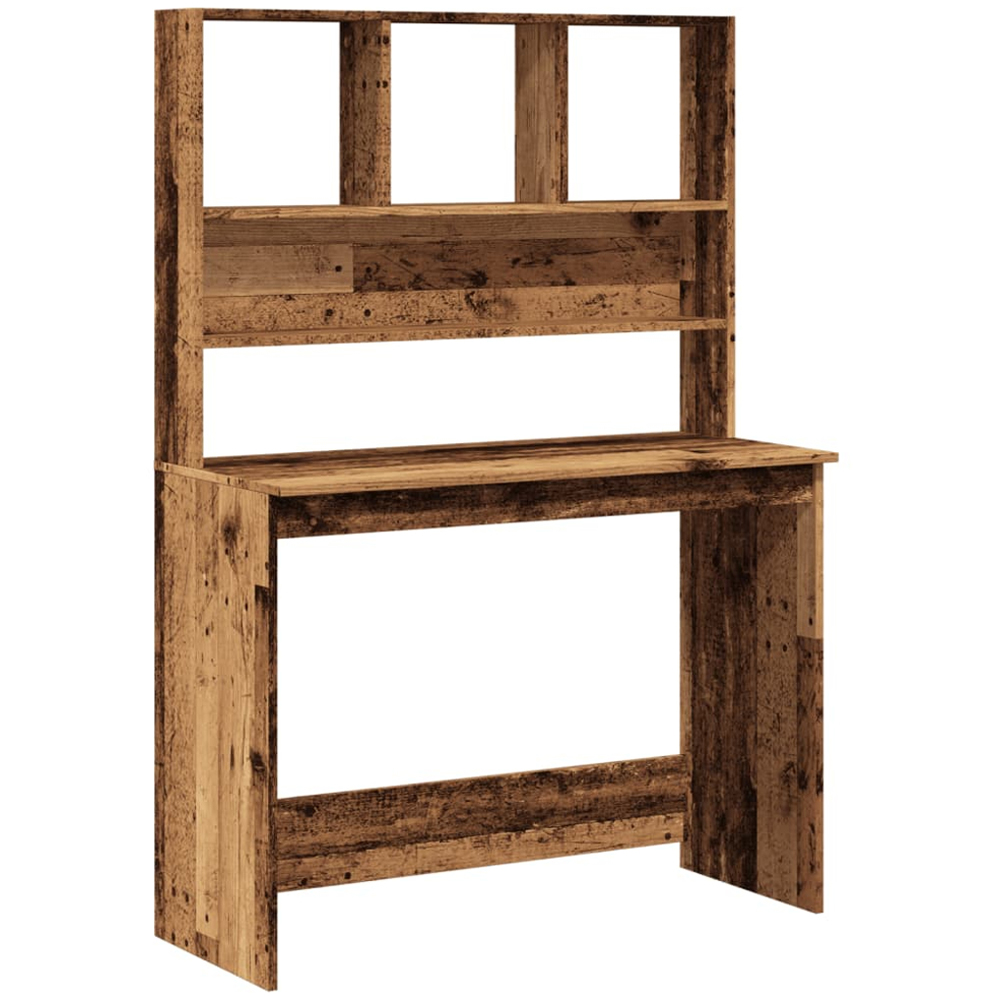 vidaXL 4 Shelf Study Desk Old Wood Effect Image 2