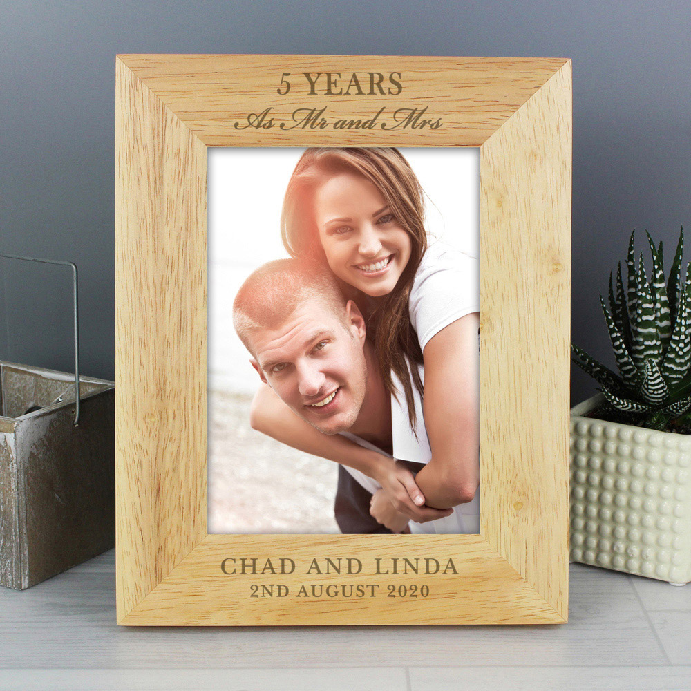 Personalised Memento Personalised Anniversary Oak Finish Photo Frame 5 x 7 inch Image 2