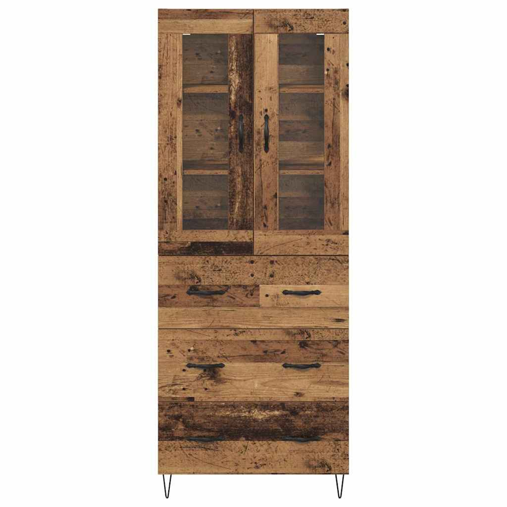 vidaXL 2 Glass Door 3 Drawer Old Wood Sideboard Image 8