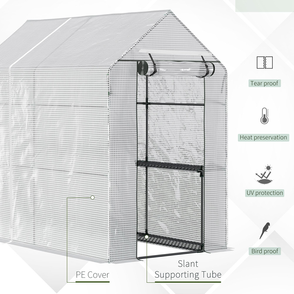 Outsunny White 6 x 4ft Walk In Steeple Grow House Image 5