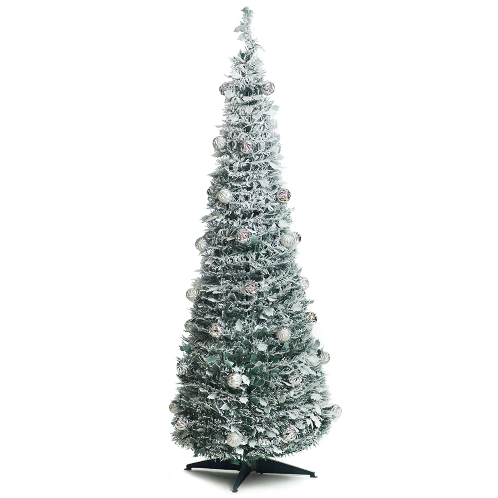 Best Artificial Pre Lit Warm White LED Frosted Pop Up Artificial Christmas Tree 8ft Image 1