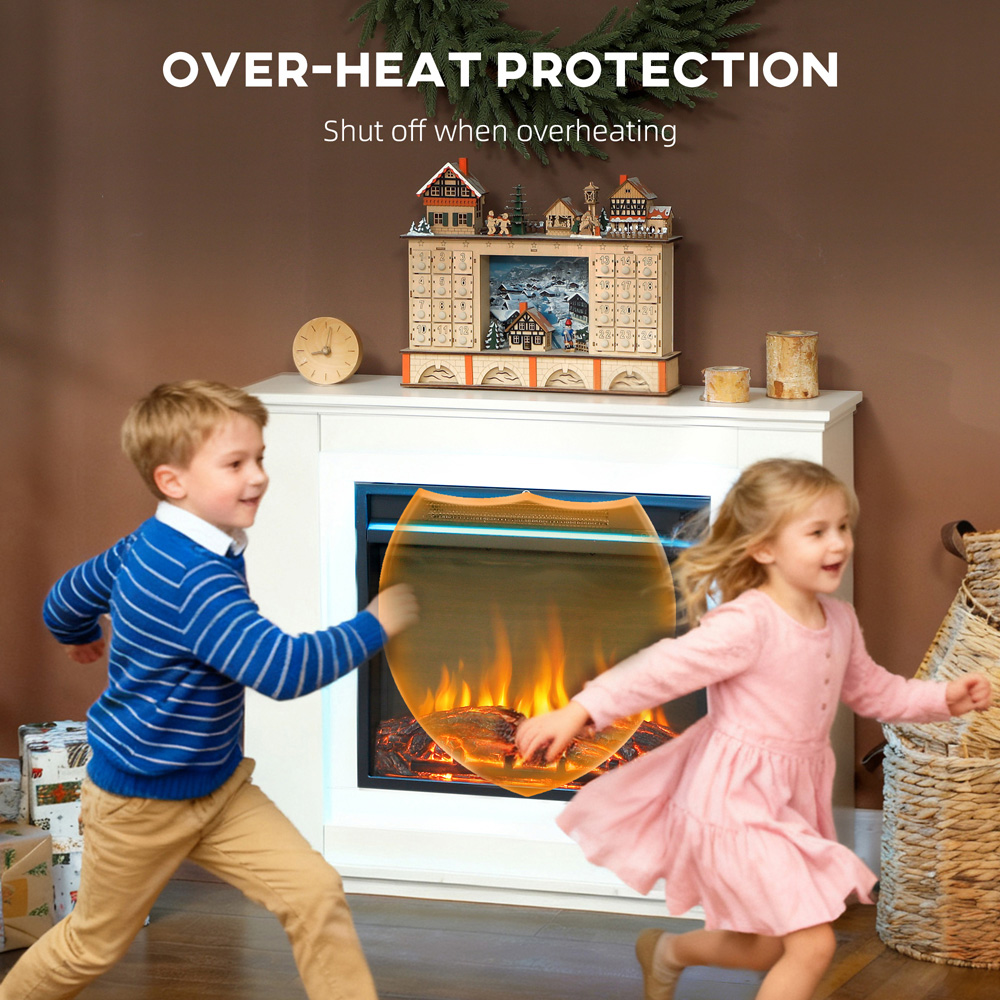 HOMCOM White Inset Electric Fireplace and Mantel 2000W Image 7