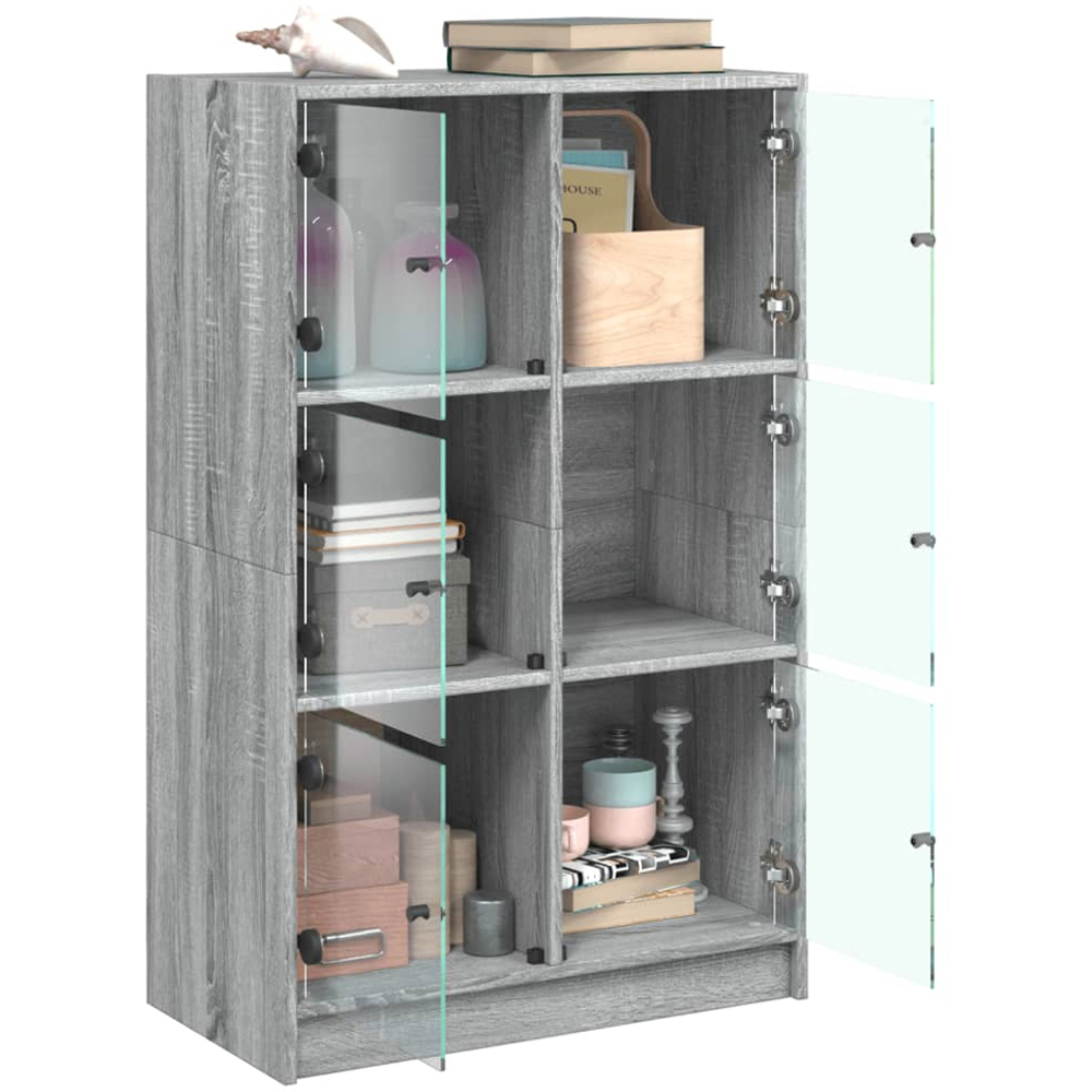 vidaXL 6 Glass Door Grey Sonoma Highboard Image 4