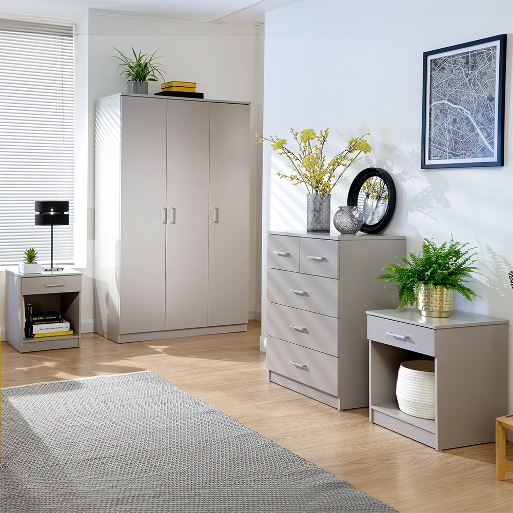 GFW Panama Light Grey 4 Piece Bedroom Furniture Set Image 1