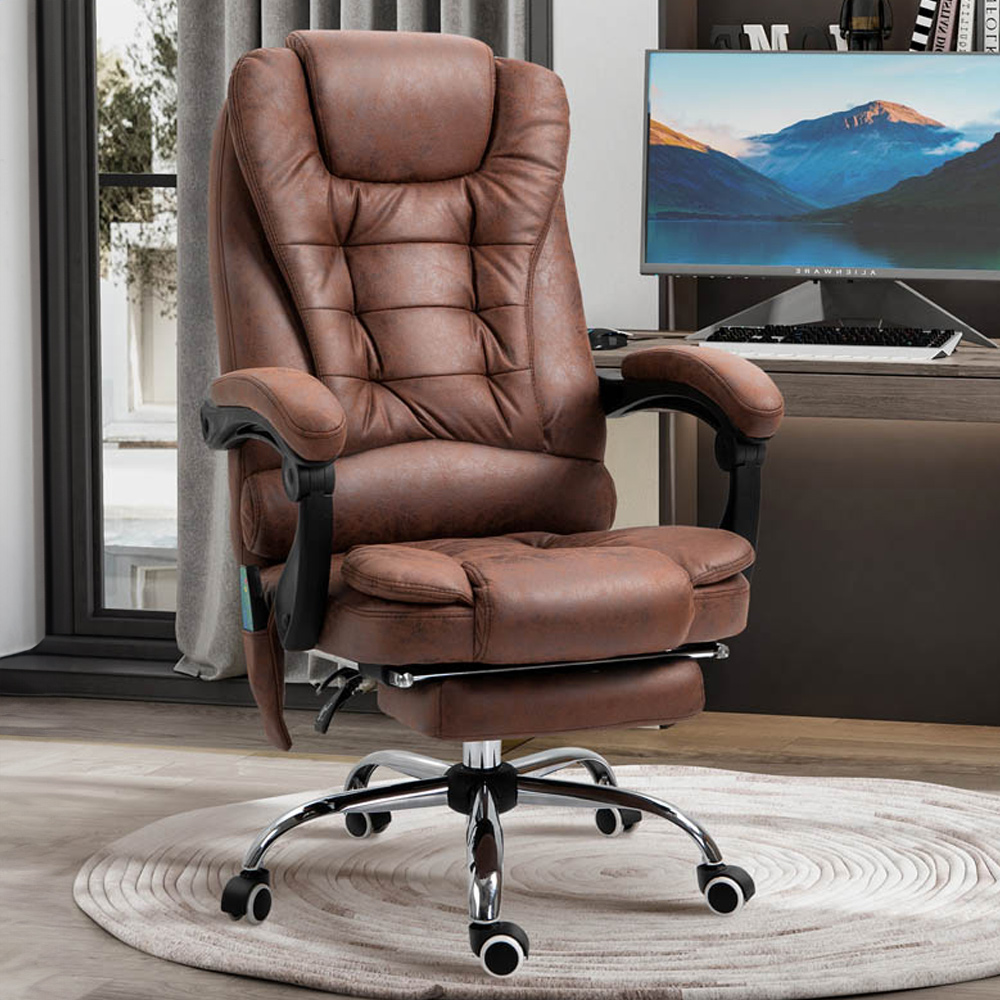 Portland Brown Microfiber Swivel Vibration Massage Office Chair Image 1